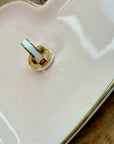 Gold & White Enamel Hoop Earrings