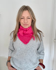 Bright Pink Cotton Mid-Length Triangle Scarf/ Necktie