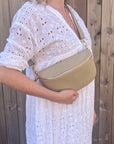 Large Light Taupe Crossbody / Waist Bag