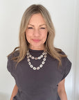 Long Brushed Silver Vintage Style Necklace