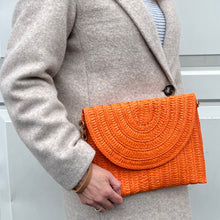 Load image into Gallery viewer, Bright Orange Straw Woven Clutch Bag

