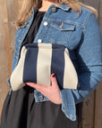 Navy & Cream Stripe Knitted Cloud Bag