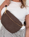Chocolate Raffia Large Crossbody / Waist Bag