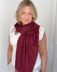 Pre order for dispatch w/c 28/8 - Burgundy Plain Lightweight Scarf