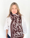 Brown, Pink & Cream Animal Print Lightweight Scarf