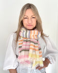 Multi-Coloured Pastel Stripe Lightweight Scarf
