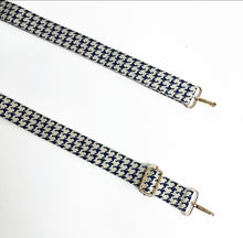 Load image into Gallery viewer, Navy &amp; Cream Houndstooth Bag Strap - Gold Hardware
