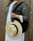 Black Round Knitted Tote Bag
