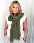 Khaki Plain Lightweight Scarf