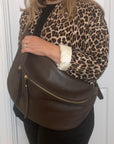 Preorder for dispatch w/c 8/9 - Dark Brown XL Crossbody/ Bum Bag