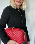 Red Chevron Tassel Bag
