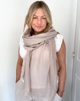 Pre order for dispatch w/c 28/8 - Light Taupe Plain Lightweight Scarf