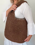 Brown Raffia Shoulder Bag