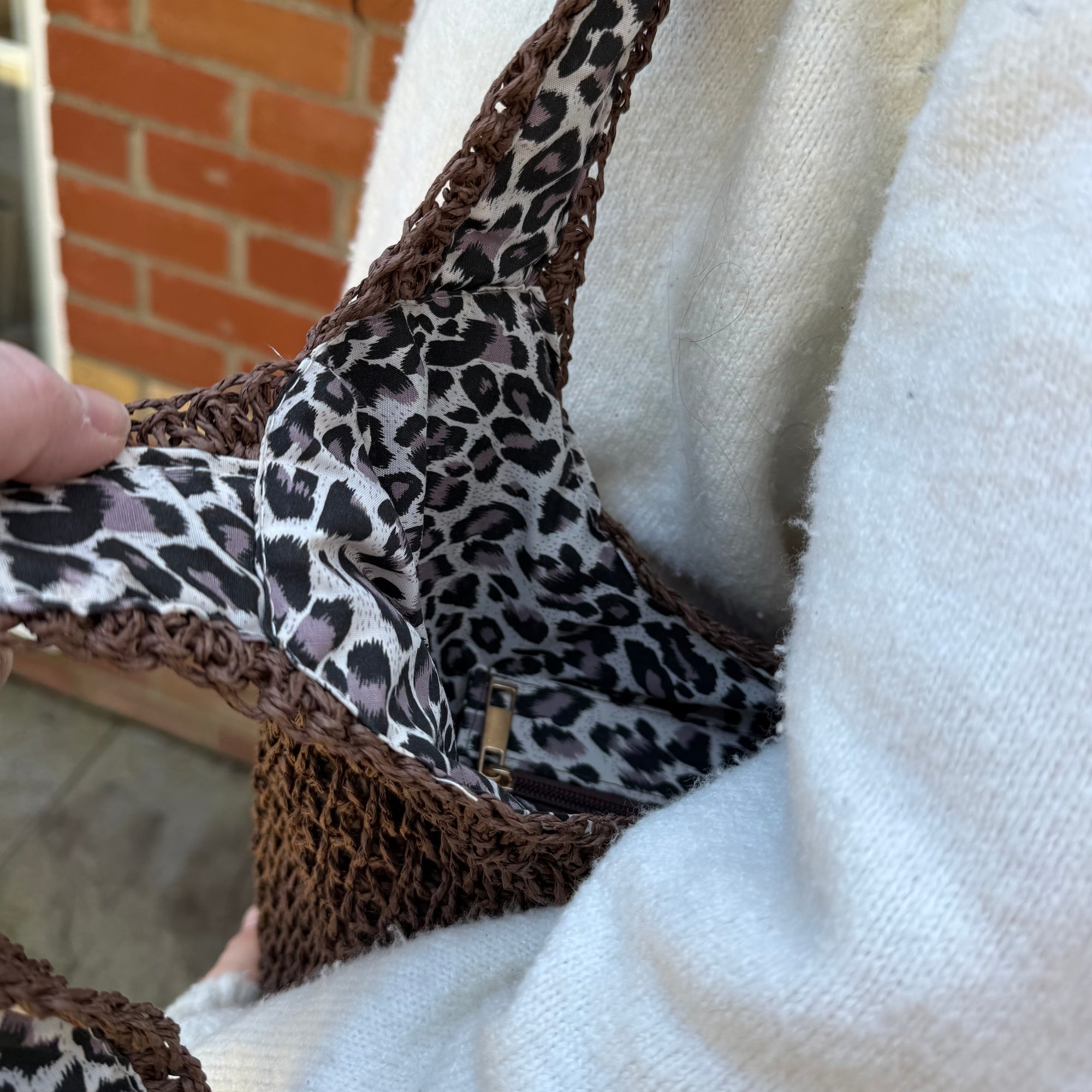 Brown Raffia Shoulder Bag