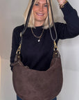 Dark Brown Suede Crossbody/ Shoulder Bag