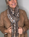 Preorder for dispatch w/c 27/10 - Taupe Animal Print Midweight Scarf