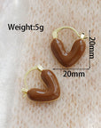 Pale Mocha & Gold Heart Hoop Earrings