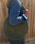Khaki Round Knitted Tote Bag