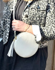 Cream Crossbody Round Bag