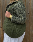 Khaki Round Knitted Tote Bag