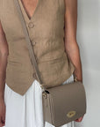 Light Taupe Gold Buckle Bag