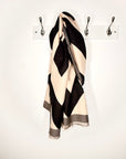 Black & Pale Taupe Chevron Print Blanket Scarf