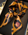 Black & Tan Animal Print Square Satin Scarf/ Necktie