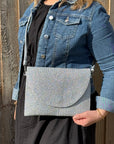 Silver Straw Woven Clutch Bag