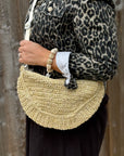 Cream & Gold Raffia Crossbody Bag