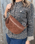 Suede Large Brown Crossbody/ Waist Bag