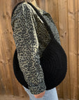 Black Round Knitted Tote Bag