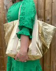Gold Bag/ Holdall with Gold Handles