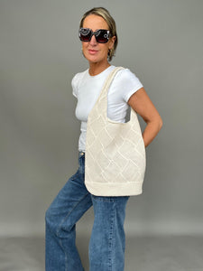 Ecru Knitted Tote Bag