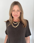 Long Brushed Gold Vintage Style Necklace