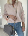 Dark Taupe Chevron Tassel Bag