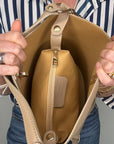 Light Taupe Leather Bucket Bag