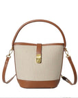 Preorder for dispatch w/c 15/6 - Dark Tan & Canvas Bucket Bag