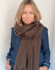 Brown Plain Blanket Scarf