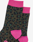Khaki & Pink Leopard Socks
