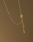 Gold Delicate Star Drop Necklace