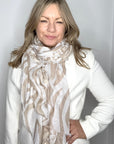 Pale Mocha Leopard & Zebra Print Scarf