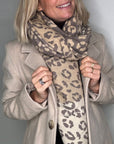 Preorder for dispatch w/c 17/11 - Taupe Mix Animal Print Blanket Scarf