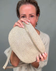 Taupe Raffia Large Crossbody / Waist Bag