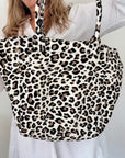 Leopard Print Woven Fabric Shoulder Bag