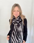 Grey Mix Animal Print Midweight Scarf