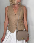 Light Taupe Gold Buckle Bag
