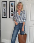 Dark Tan Leather Bucket Bag