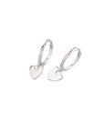 Silver Heart Hoop Huggies