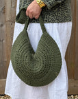 Khaki Round Knitted Tote Bag
