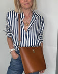 Dark Tan Leather Bucket Bag